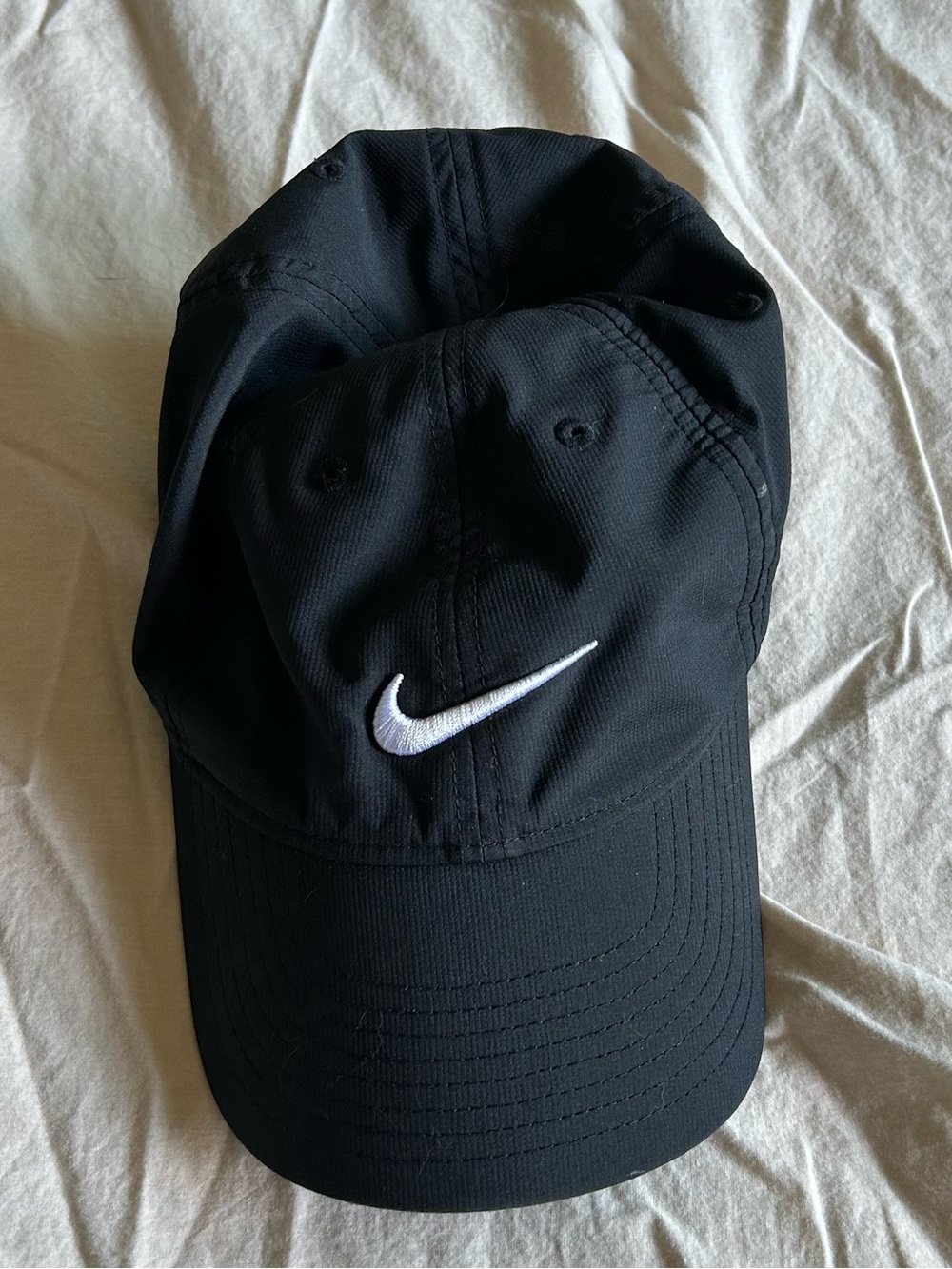 Nike Black Cap with White Swoosh Embroidery